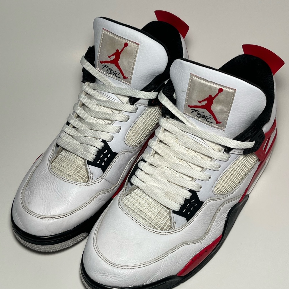 Air Jordan 4 Retro White/Fire Red-Black DH6927-161 Men's Size 13